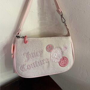 Juicy Couture Light Pink and Ivory Embroidered Shoulder Bag